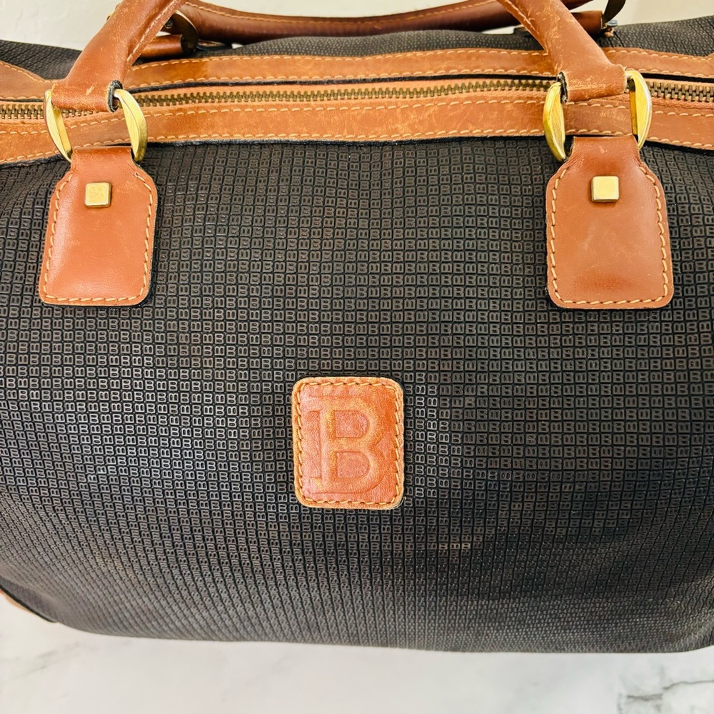 Bally‎ B Logo Boston Style Leather Bag in Black & Brown - Picture 3 of 16